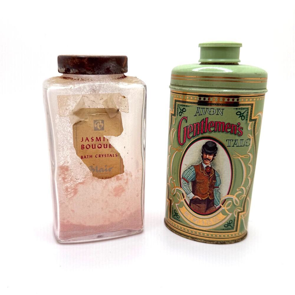 Vintage Bottles for Bath Decor Avon Gentlemen's Talc and Jasmine Bouque